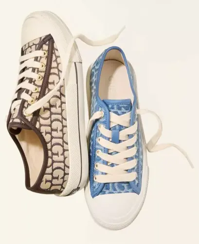 Women's Carey Jacquard Logo Lace-Up Sneakers - Blue Denim Logo 