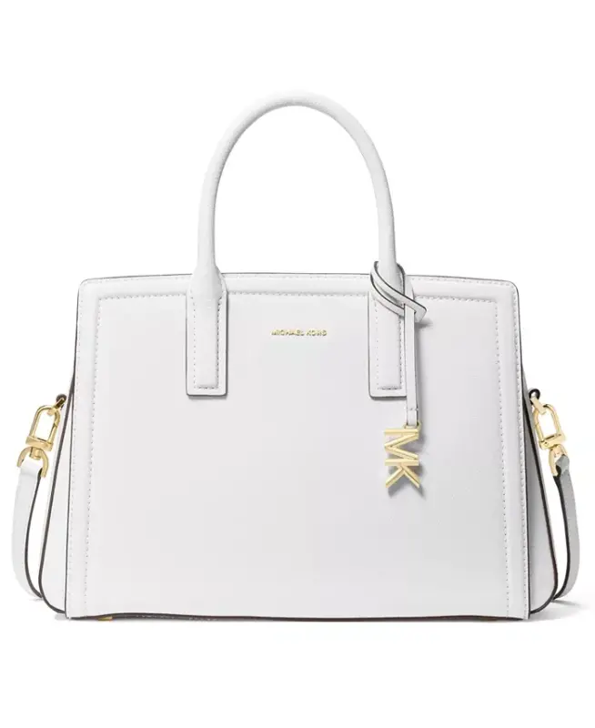Michael Kors Laila Medium Leather Satchel Handbag - Optic White - 1