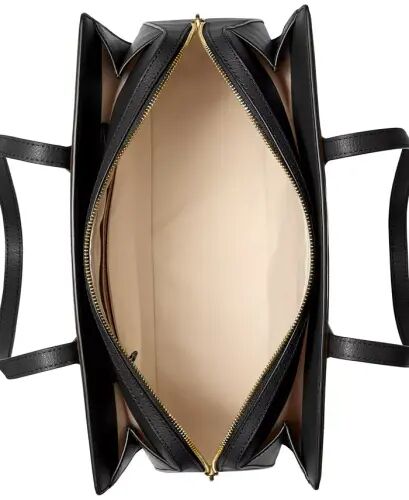 Women's Laila Medium Leather Tote Bag - Black/Gold - 2