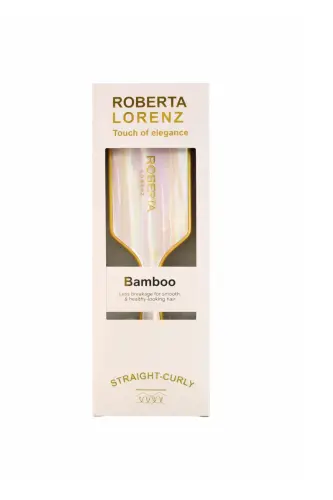 Yazılı Asetat Bambu Saç Tarağı - Beyaz - ROBERTA LORENZ (1)