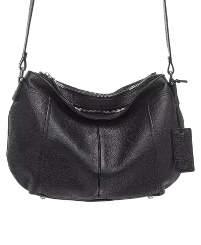 Women's Pebbled Scarlet Crossbody Hobo Bag - Black - 7