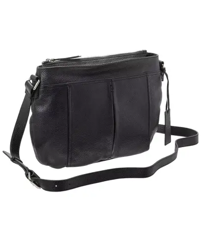 Women's Pebbled Scarlet Crossbody Hobo Bag - Black - 8