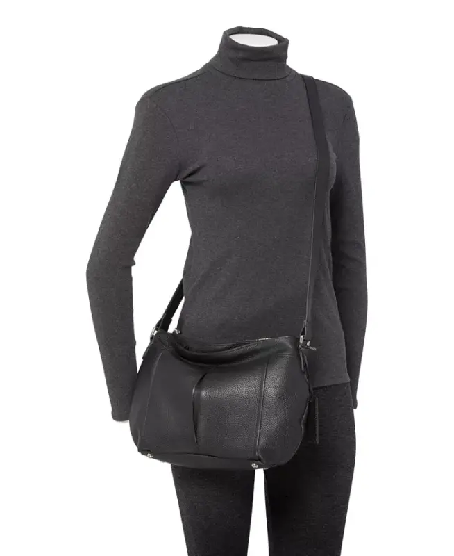 Women's Pebbled Scarlet Crossbody Hobo Bag - Black - 12