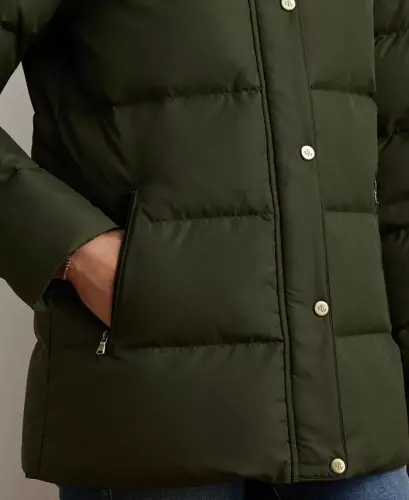 Women's Faux-Fur Hooded Puffer Coat - Litchfield Loden - 9