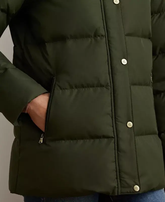 Women's Faux-Fur Hooded Puffer Coat - Litchfield Loden - 9