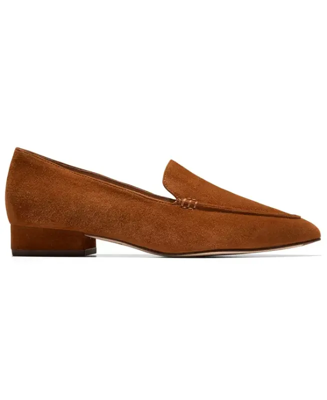 Women's Valantina Pointed Toe Block Heel Loafers - Tobacco Suede - 7