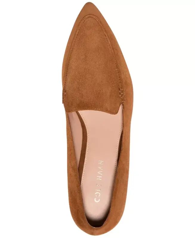 Women's Valantina Pointed Toe Block Heel Loafers - Tobacco Suede - 4