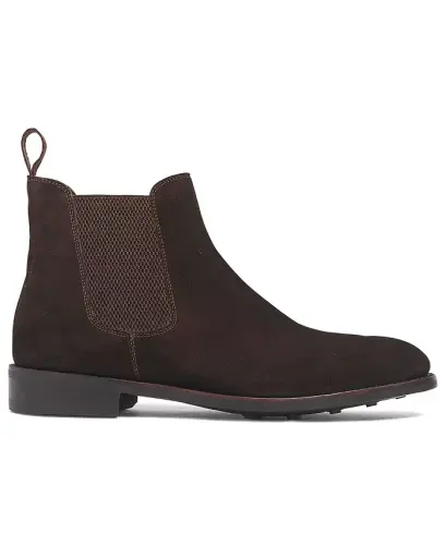Men's Jefferson Chelsea Leather Pull Up Boots - Brown Suede - ANTHONY VEER (1)