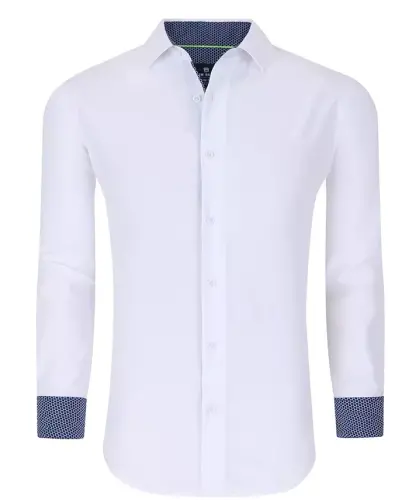 Men's Slim Fit Performance Solid Button Down Shirt - White Solid 