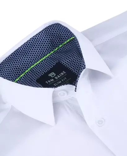 Men's Slim Fit Performance Solid Button Down Shirt - White Solid - TOM BAINE (1)