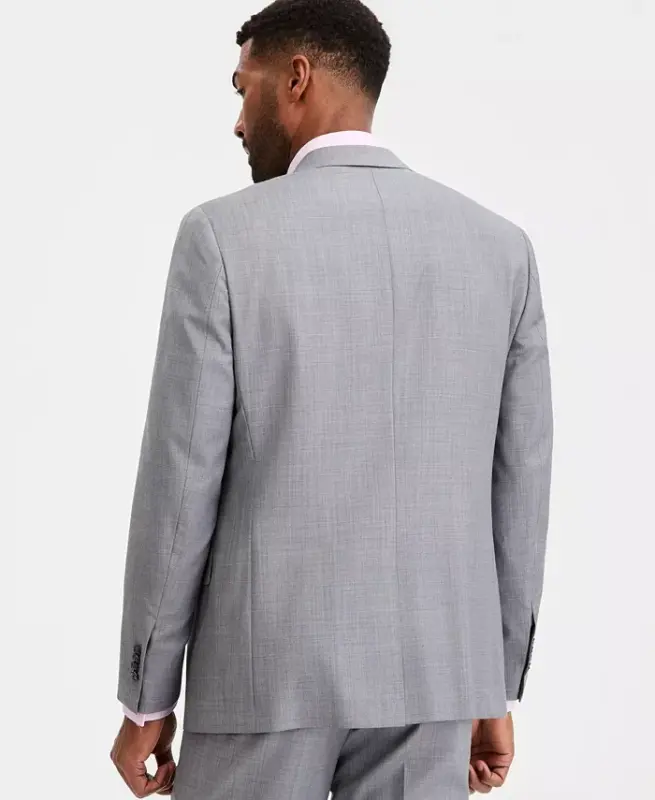 Men's Classic-Fit Wool-Blend Stretch Solid Suit Jacket - Light Gray - 7