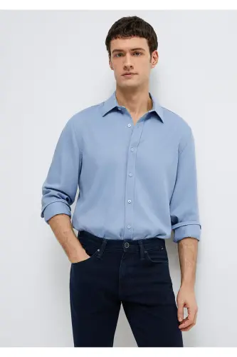 (TENCEL™) Liyosel Gömlek Regular Fit / Normal Kesim 0210818-70813 - Mavi - 2