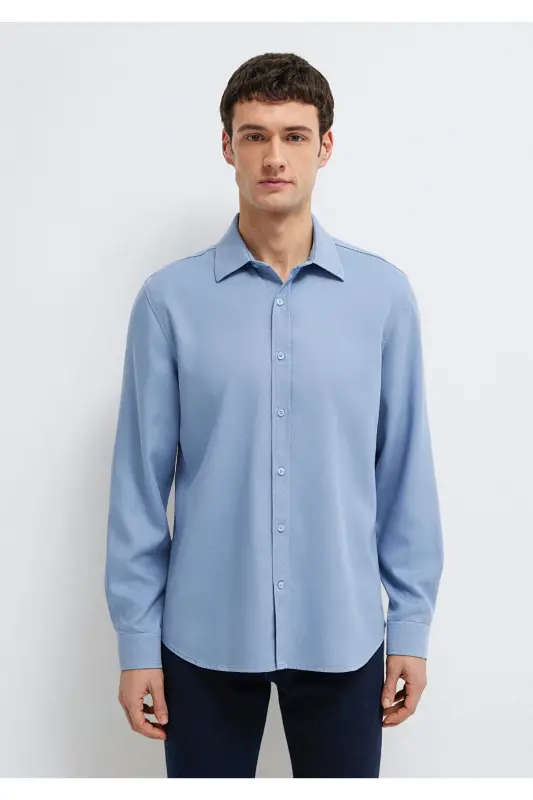 (TENCEL™) Liyosel Gömlek Regular Fit / Normal Kesim 0210818-70813 - Mavi - 4
