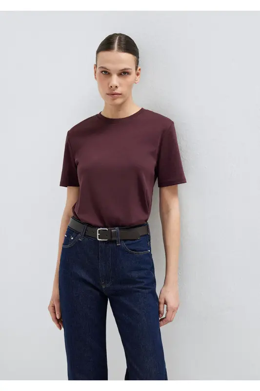 Bordo Basic Tişört Semi Slim Fit / Yarı Dar Kesim 1612916-70223 - Mor - 2
