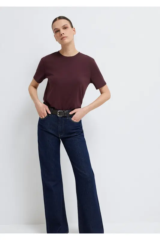 Bordo Basic Tişört Semi Slim Fit / Yarı Dar Kesim 1612916-70223 - Mor - 3
