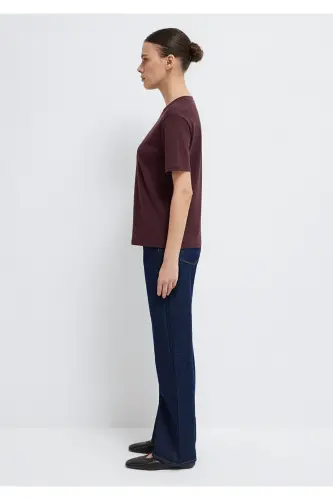 Bordo Basic Tişört Semi Slim Fit / Yarı Dar Kesim 1612916-70223 - Mor - 5