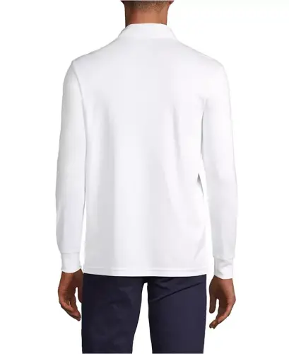 Men's Long Sleeve Cotton Supima Polo Shirt - White - 6