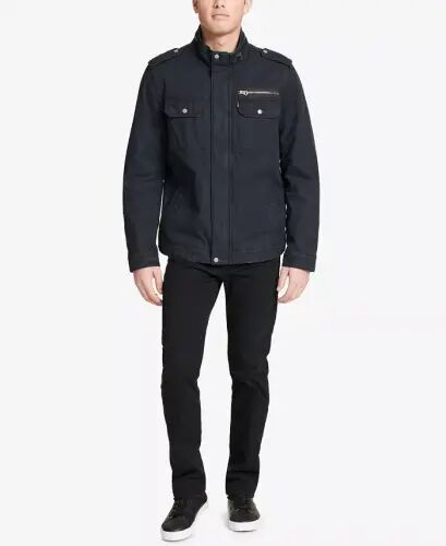 Men's Cotton Zip-Front Jacket - Navy - 5