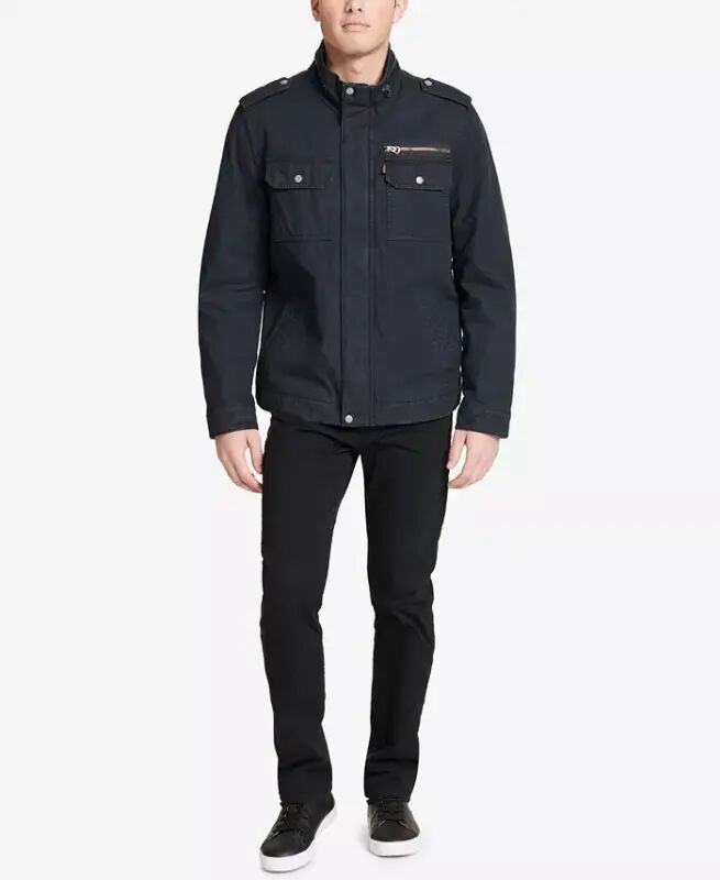 Men's Cotton Zip-Front Jacket - Navy - 5