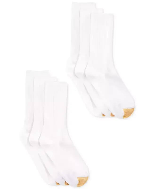 Women's 6-Pack Casual Ribbed Crew Socks - White - 1