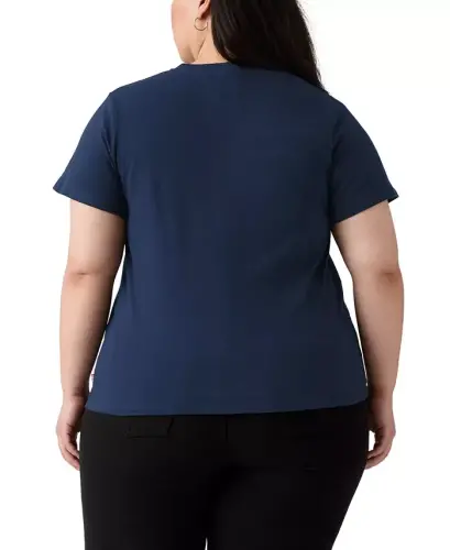 Trendy Plus Size Perfect Logo Cotton T-Shirt - Plus Daisy Bw Fill Navy Blazer - 4