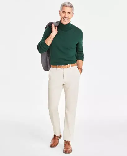Men's Merino Wool Blend Turtleneck Sweater, Created for Modazone - Creame Deep Hunter - CLUB ROOM (1)