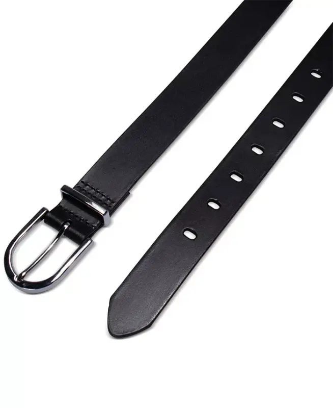 Women's Rounded Buckle Trouser Pant Dress Belt - Black - 8