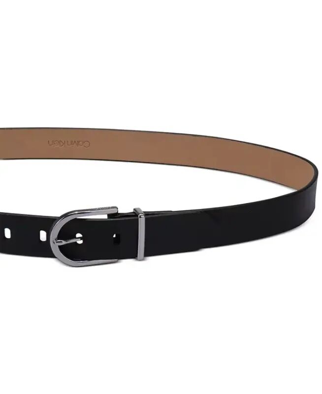 Women's Rounded Buckle Trouser Pant Dress Belt - Black - 2