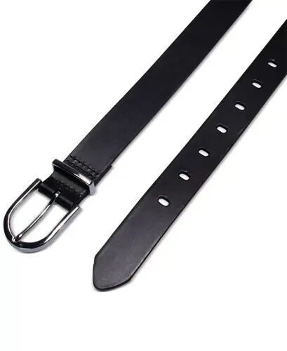 Women's Rounded Buckle Trouser Pant Dress Belt - Black - 3