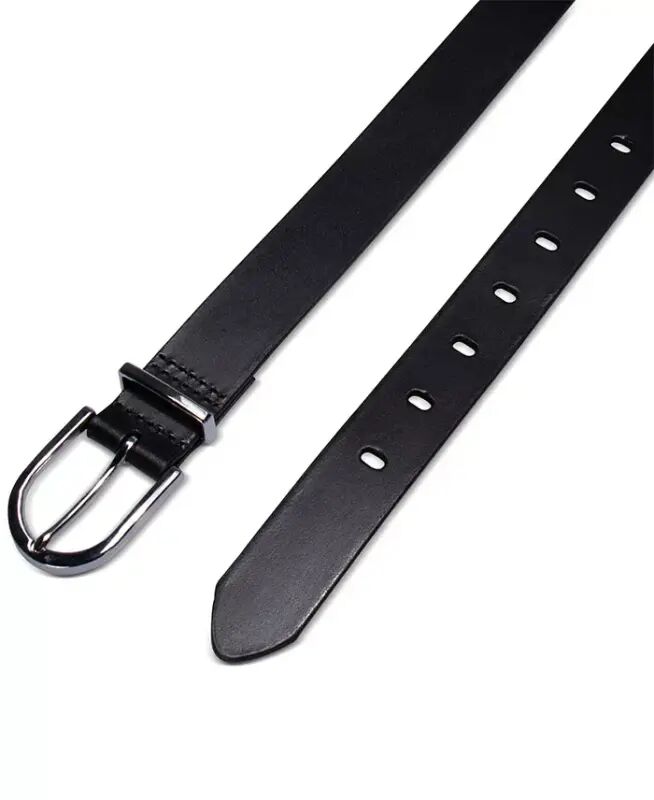 Women's Rounded Buckle Trouser Pant Dress Belt - Black - 3