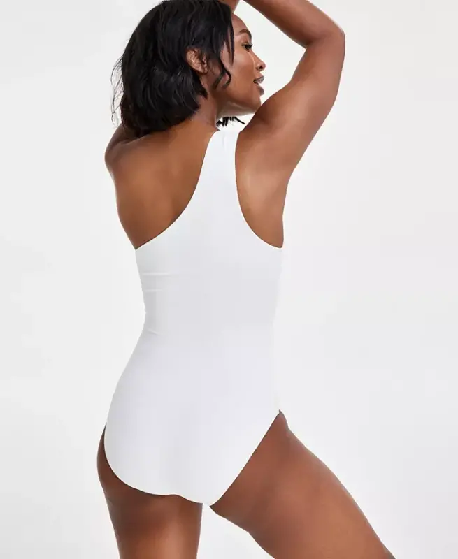 Women's Embellished One-Shoulder Underwire One-Piece Swimsuit - White - 8