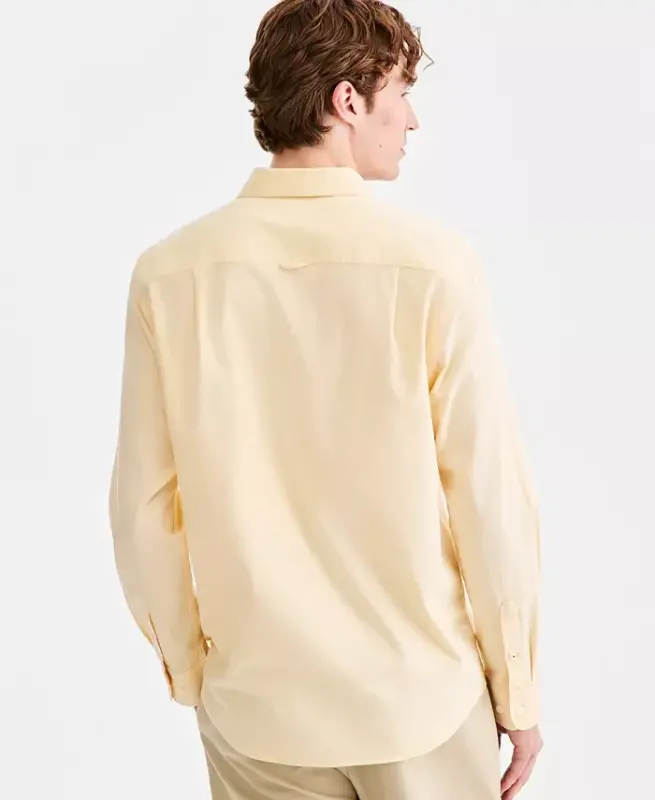Men's Solid Stretch Oxford Cotton Shirt, Created for Modazone - Solid Oxford - Pink Streak - 7