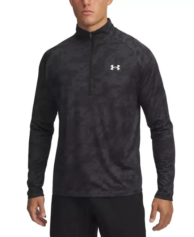 Men's UA Tech Half-Zip Pullover Sweatshirt - Black/White - 1