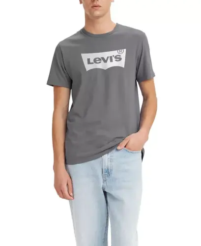 Men's Graphic Logo Batwing Short-Sleeve T-shirt - Gray - 11