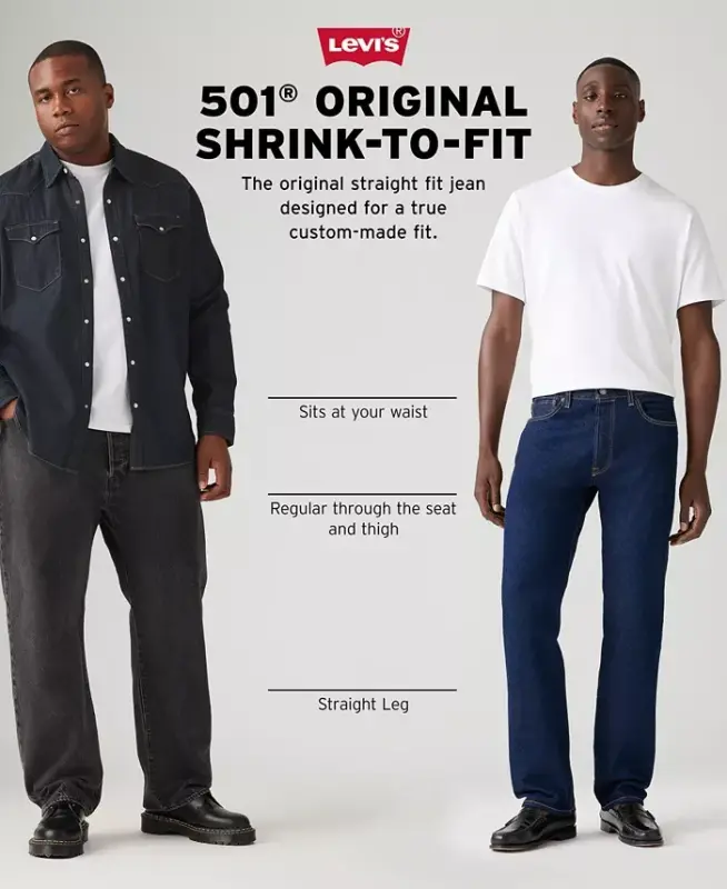 Men's 501® Original Shrink-to-Fit™ Non-Stretch Jeans - Burgundy - 6