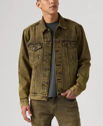 Men's Regular-Fit Stretch Denim Trucker Jacket - Space Dust - 11