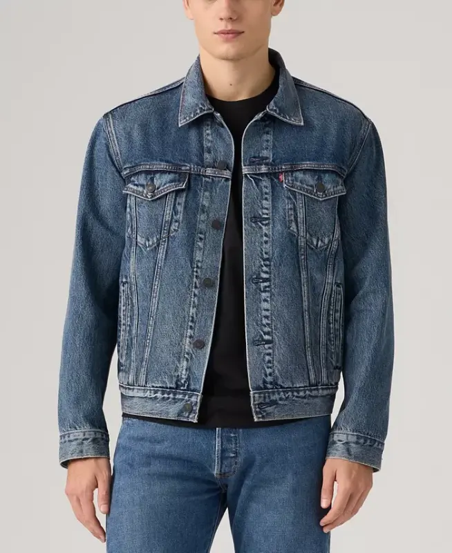 Men's Regular-Fit Stretch Denim Trucker Jacket - Lombard - 11