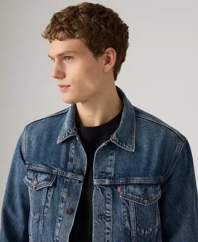 Men's Regular-Fit Stretch Denim Trucker Jacket - Lombard - 12