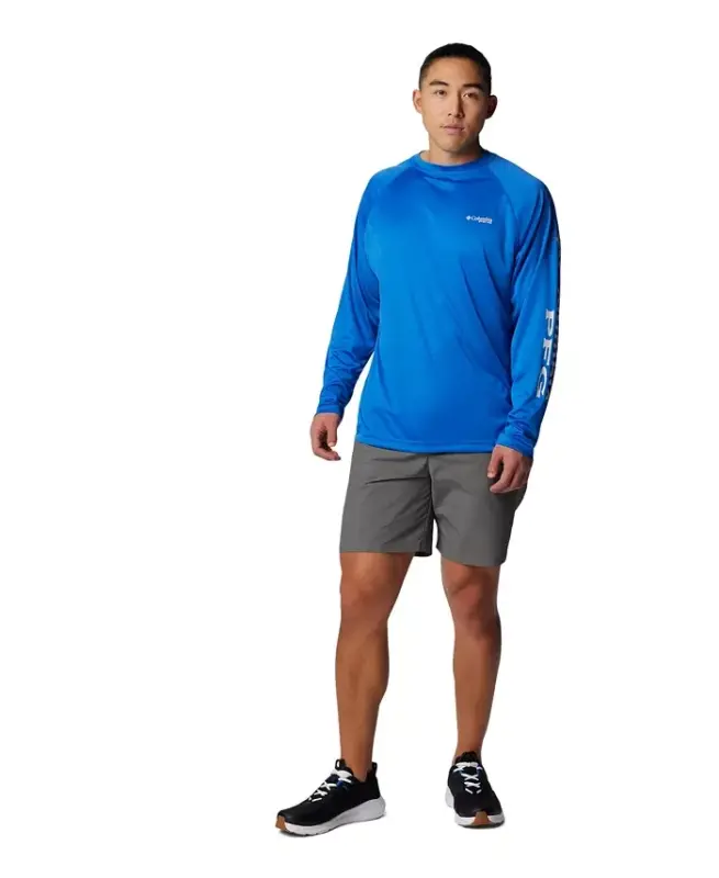 Men's Terminal Tackle Long-Sleeve T-Shirt - Vivid Blue/Cool Gray Logo - 2
