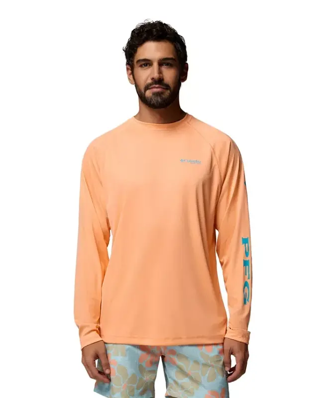 Men's Terminal Tackle Long-Sleeve T-Shirt - Bright Nectar/Ocean Teal Logo - 1