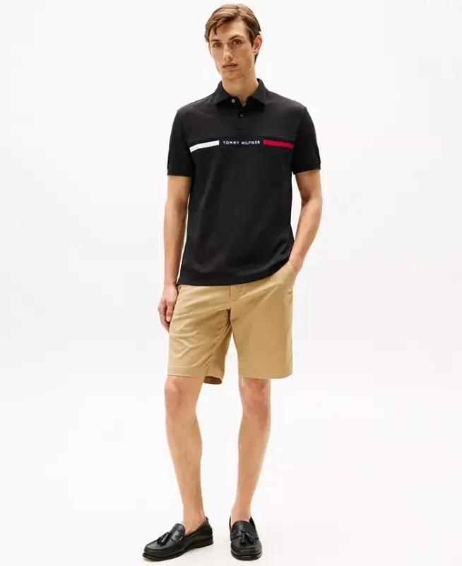 Men's Classic-Fit Embroidered Chest Insert Polo Shirt - Black - 6