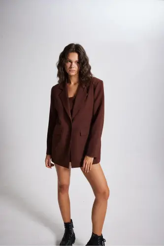 Panky Blazer Ceket Kahve - Kahverengi - 5