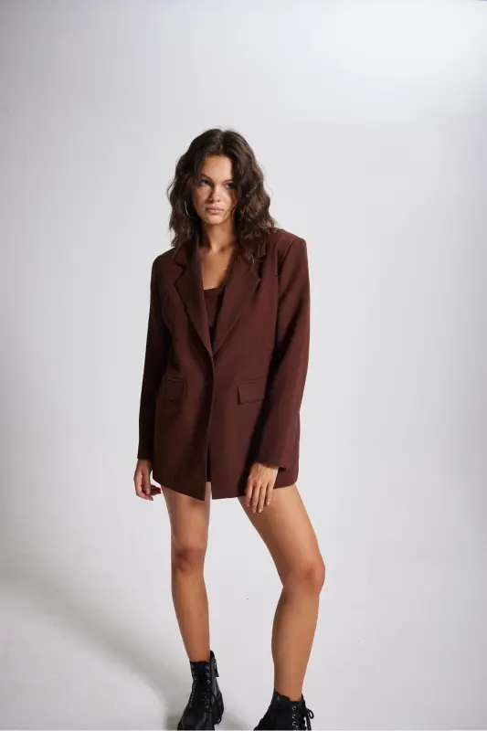 Panky Blazer Ceket Kahve - Kahverengi - 5