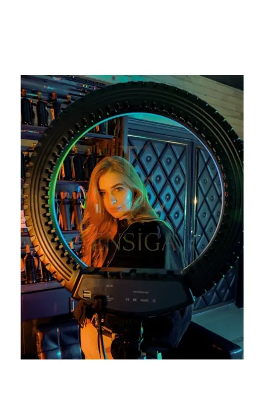 Rgb 21 Inç Ring Light 15 Renk Kumandalı Profesyonel Makyaj Kuaför Tripod - RGB - 5