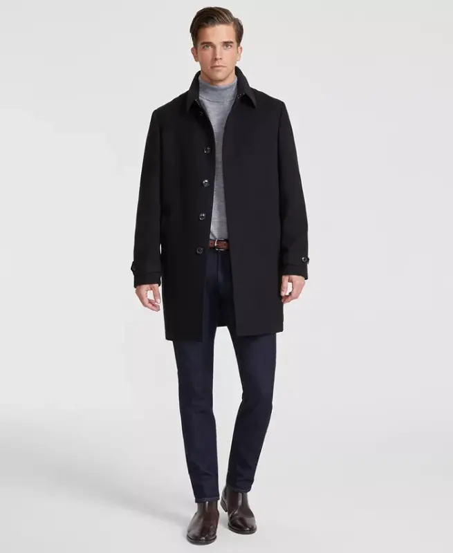 Men Classic Fit Car Coat - Black - 1