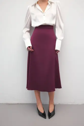 Midi Boy Saten Etek - Mürdüm - Mürdüm - 5