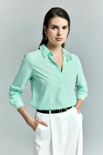 Düz Klasik Gömlek - Mint - MİNT - 3