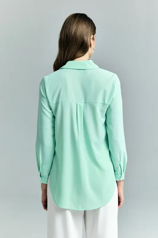 Düz Klasik Gömlek - Mint - MİNT - 8