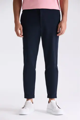 Koyu Lacivert Comfort Fit Beli Lastikli Spor Jogger Pantolon 