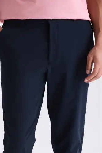 Koyu Lacivert Comfort Fit Beli Lastikli Spor Jogger Pantolon - 3